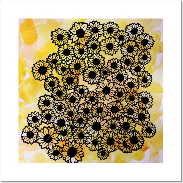 Retro Sunflowers Wall Art by bubbsnugg